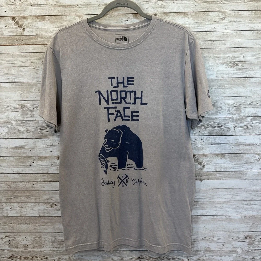 The‎ North Face Mens L T-Shirt Gray Graphic Berkeley California Bear Slim Fit